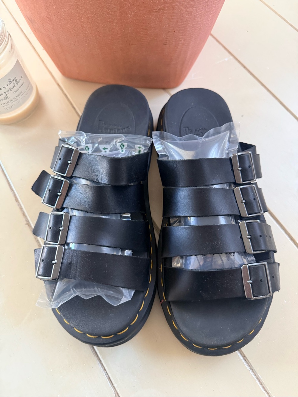 Dr. Martens Black Multi-Buckle Slide Sandals